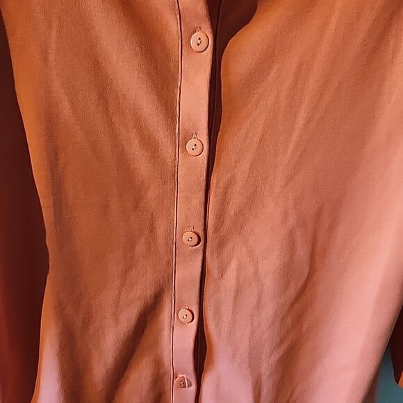 REBECCA MALONE Pink CORAL Floral BEADED BUTTON UP COTTON Cardigan L Summer Vibe - Picture 4 of 7